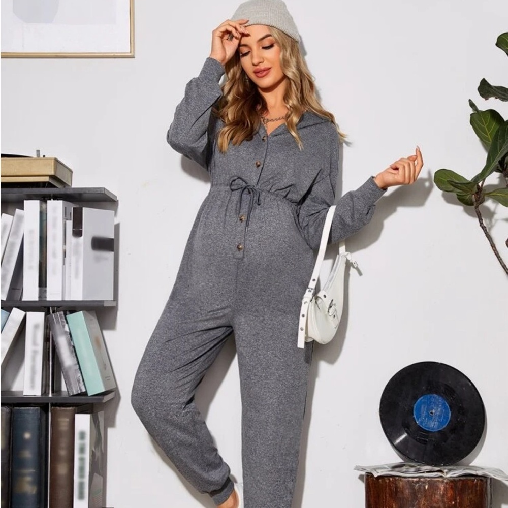 Maternity drawstring jumpsuit